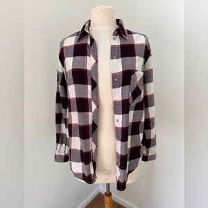 Aritzia Wilfred Free Maroon Flannel Shirt